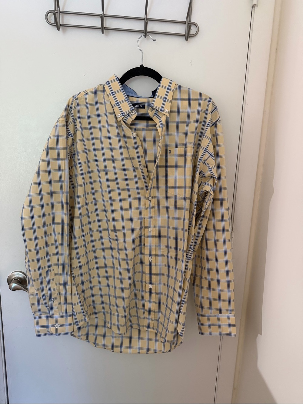 Izod Yellow and Blue Plaid Button-Down Shirt
